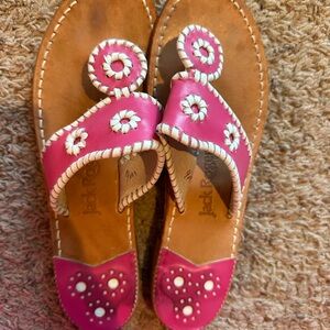 Jack Rogers Fuchsia Pink & White Sandals Size 9 GUC